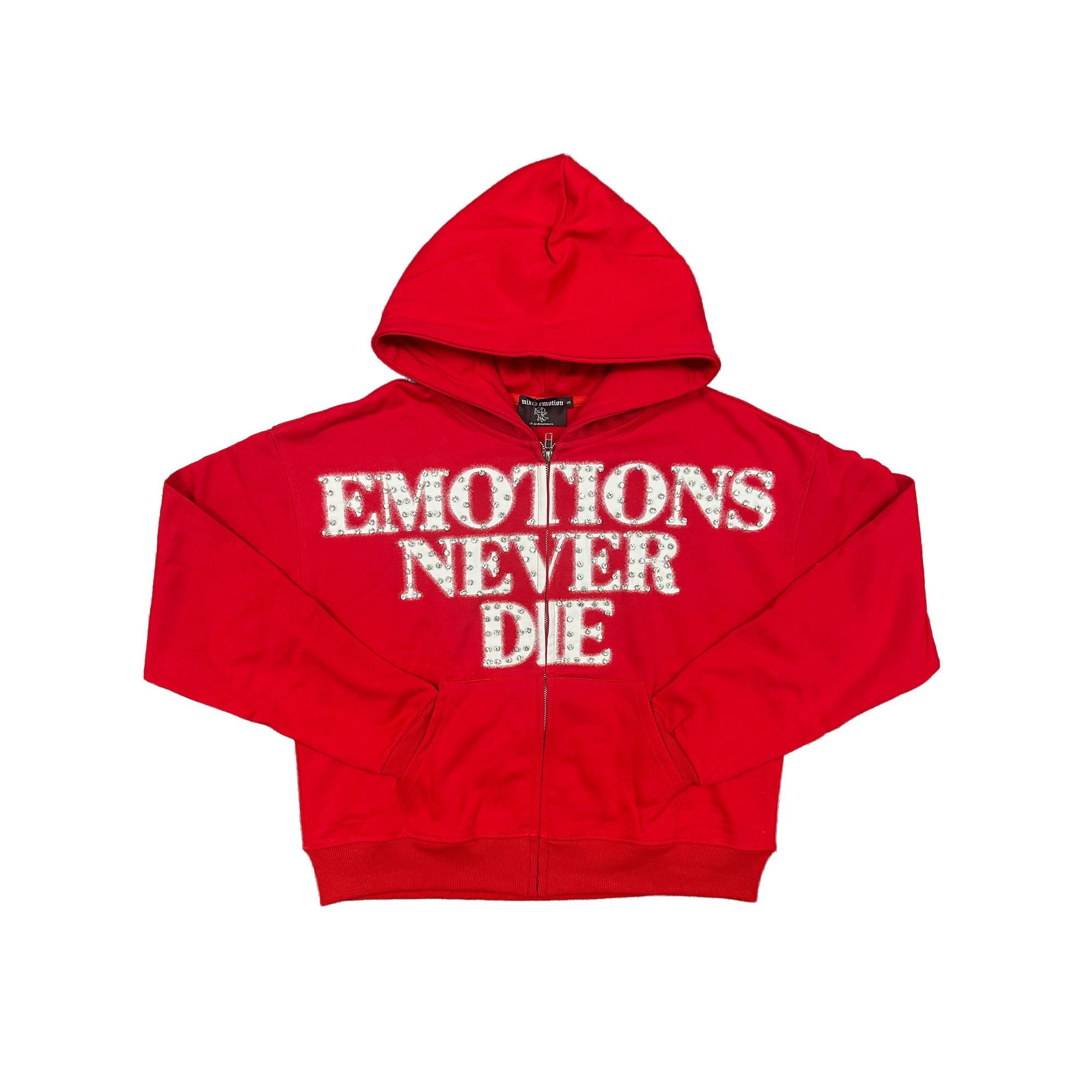 Mixed Emotions Hoodies Mixed Emotion Red ‘End’ Rhinestone hoodie Mixed Emotion Red ‘End’ Rhinestone hoodie