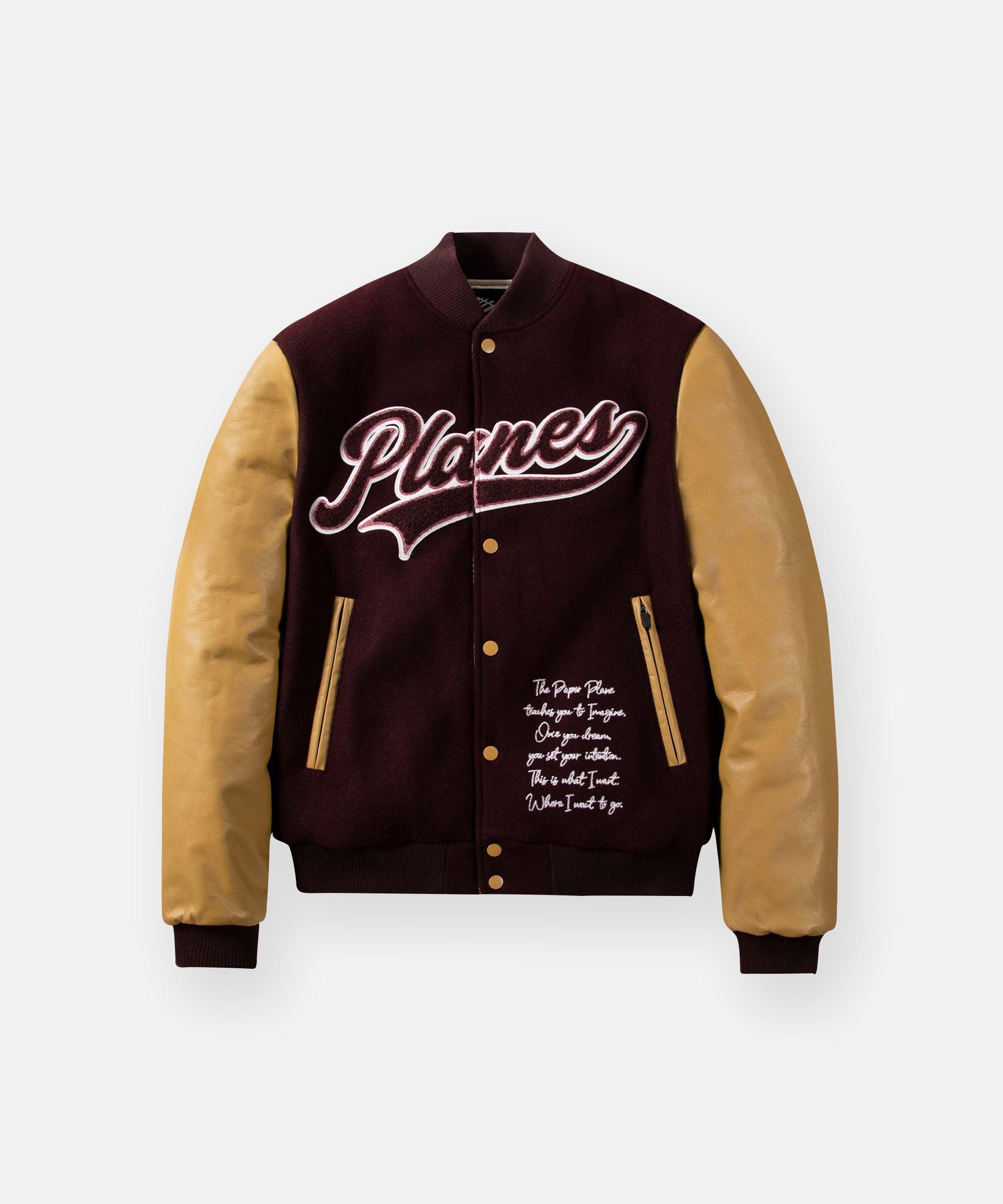 Paper Planes Jackets Paper Planes Varsity Jacket Burgundy Paper Planes Varsity Jacket Burgundy