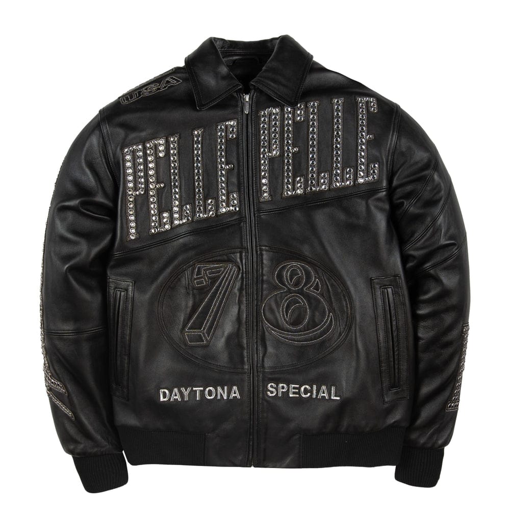 Pelle Pelle Daytona Special jacket in black, featuring a distinctive leather design