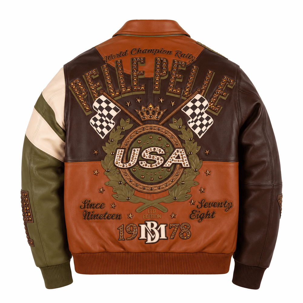 Pelle Pelle Daytona Special Jacket BR leather jacket in brown with detailed panel design