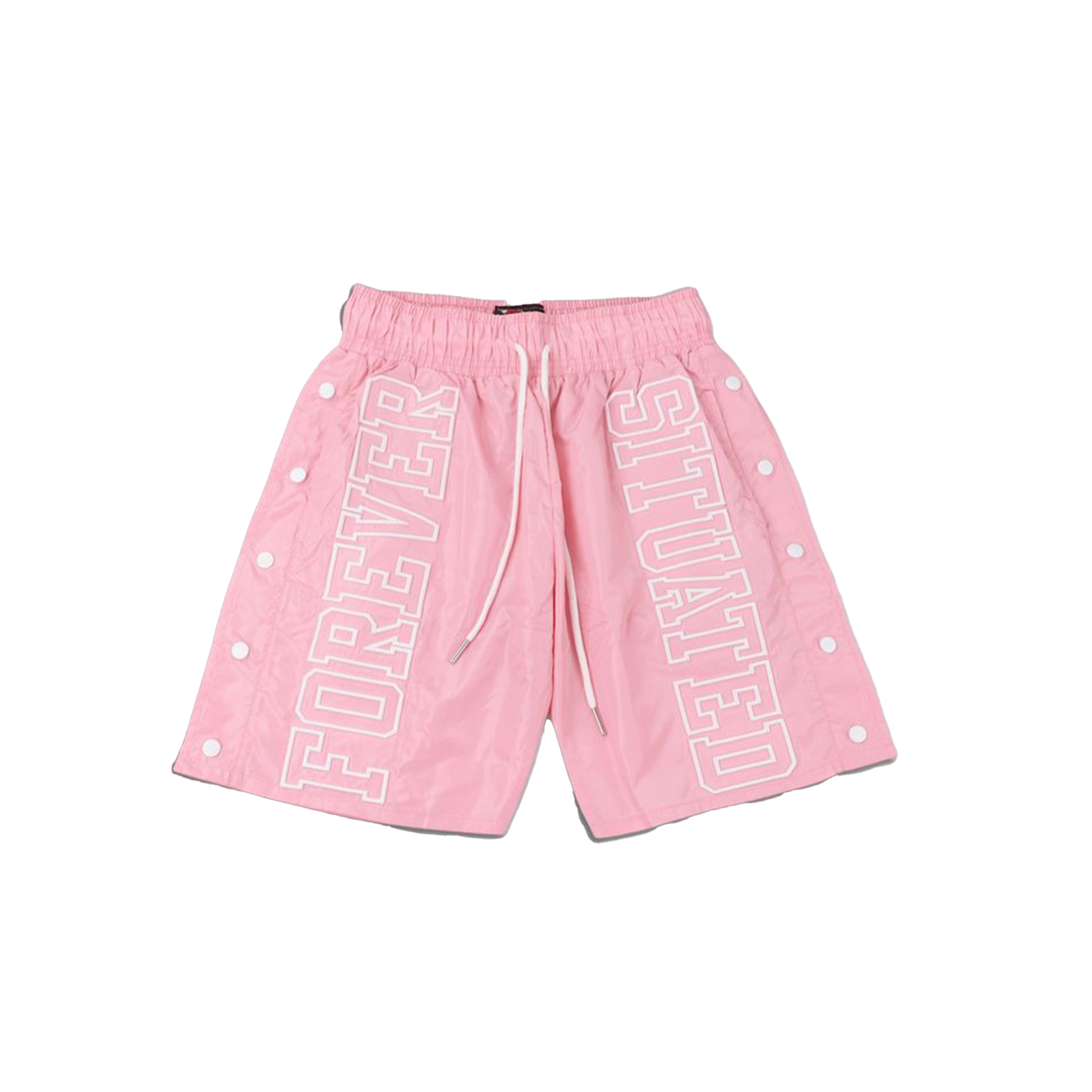 Pink Forever Situated nylon shorts with a relaxed fit and elastic waistband, casual and comfortable for everyday wear.