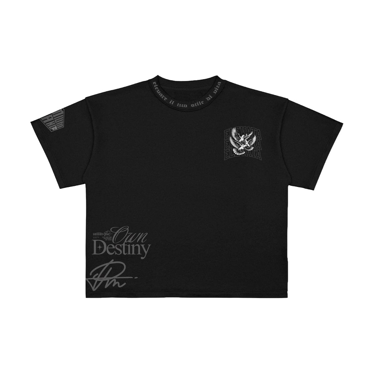 Black Premium Milano Chosen Generation T-Shirt displayed flat with logo detail on the front.