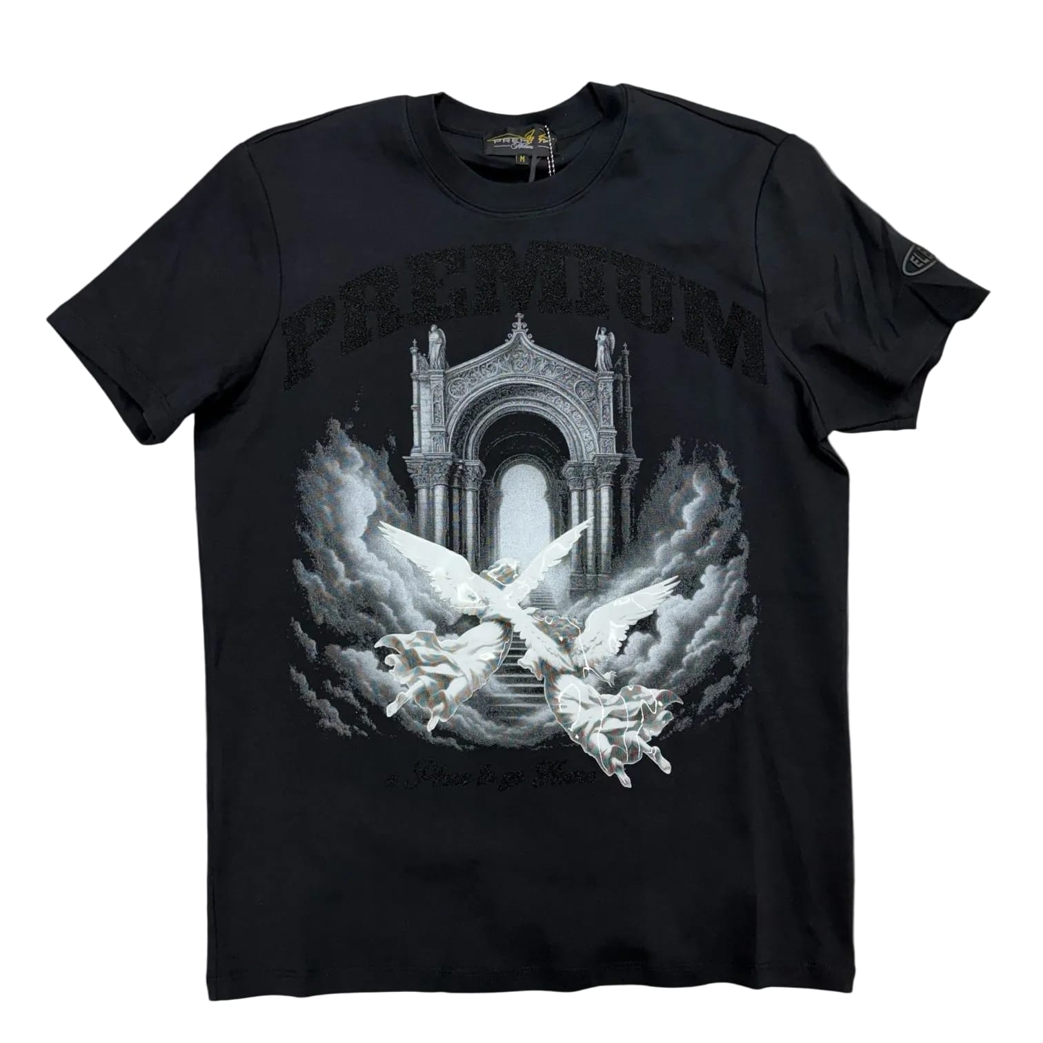 Premium Milano Paradise T-Shirt displayed, featuring a vibrant tropical print on a comfortable casual tee.
