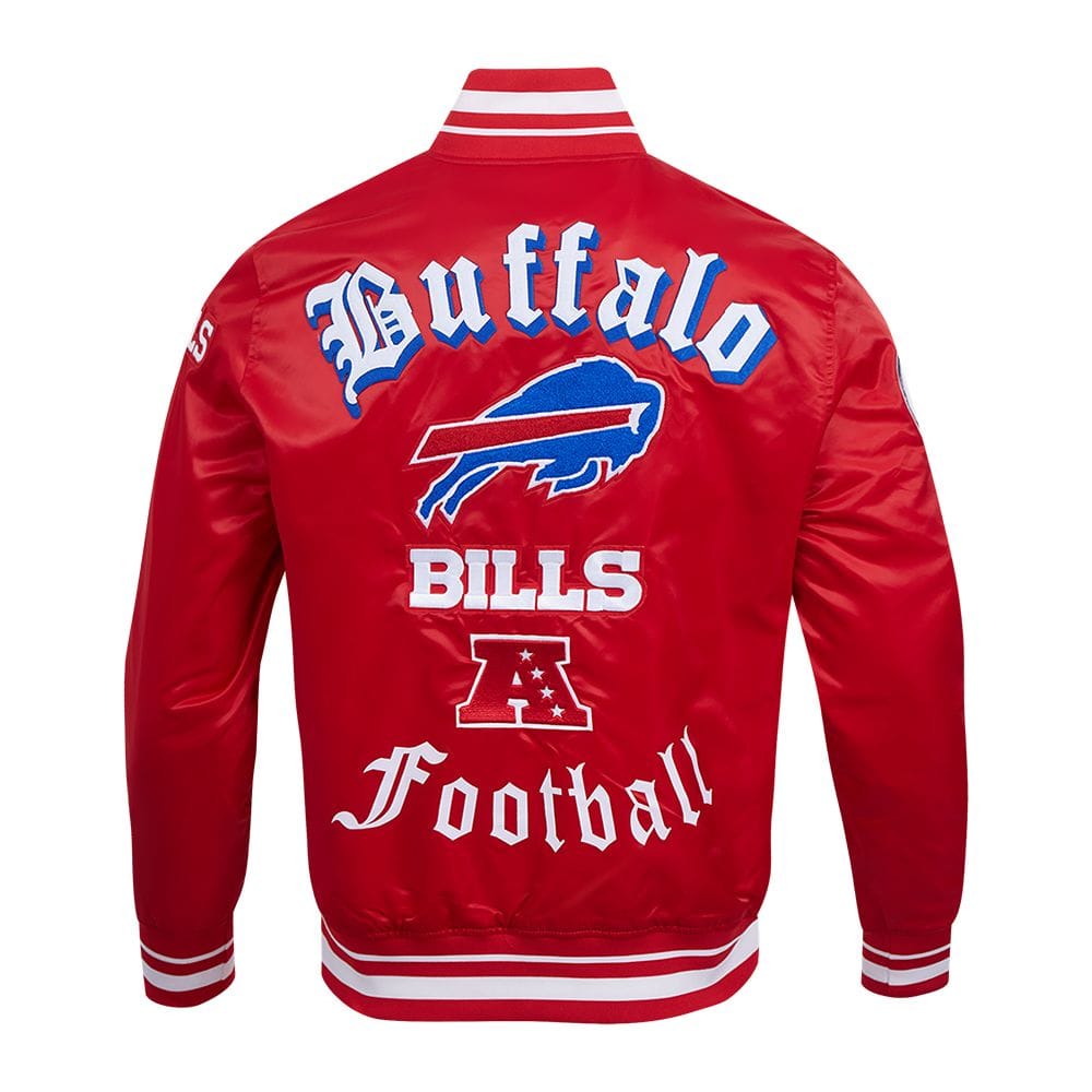 Pro Standard Jackets NFL Buffalo Bills Old English Men's Rib Satin Jacket NFL Buffalo Bills Old English Men's Rib Satin Jacket