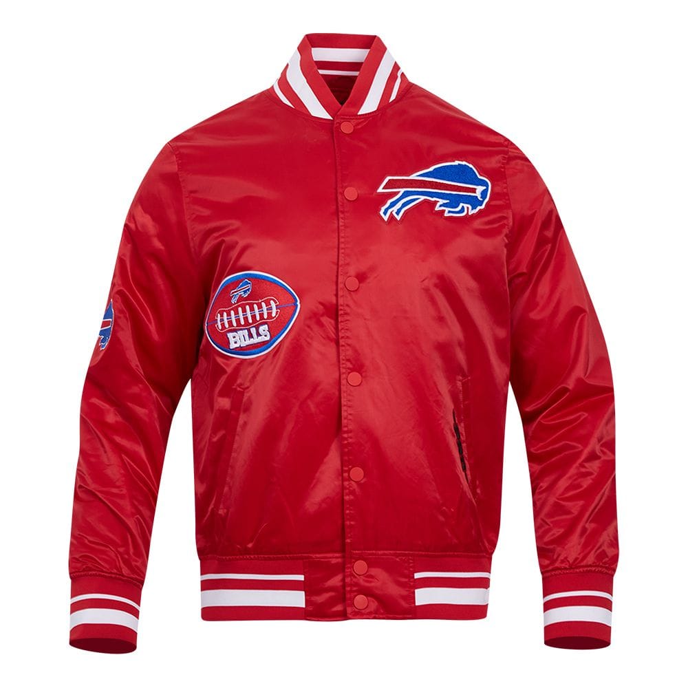 Pro Standard Jackets NFL Buffalo Bills Old English Men's Rib Satin Jacket NFL Buffalo Bills Old English Men's Rib Satin Jacket