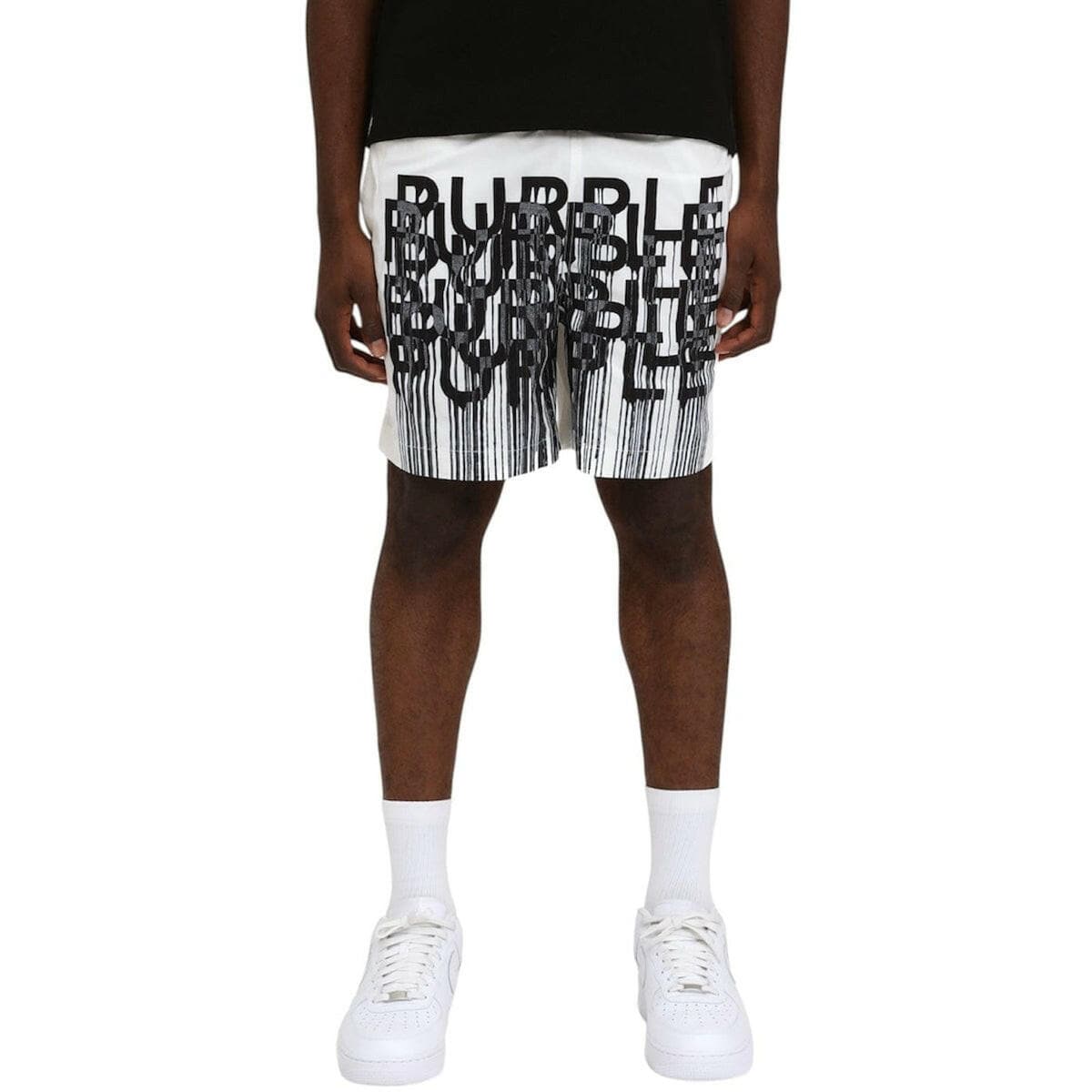 Purple Brand Shorts Purple Brand Wordmark Drip All Round Shorts - White Purple Brand Wordmark Drip All Round Shorts - White