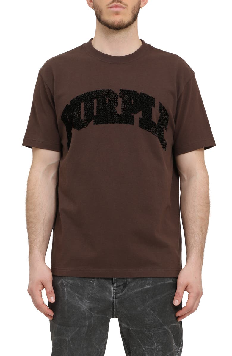 Purple Brand T-Shirts Purple Brand Flocked Logo Graphic Tee Purple Brand Flocked Logo Graphic Tee