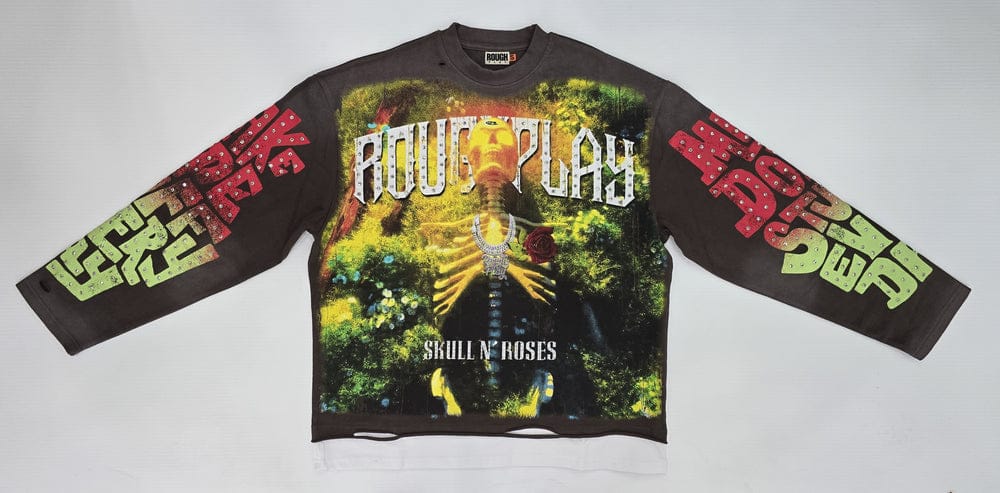 Rough Play T-Shirts Rough Play Skull n' Roses Long Sleeve Tee Rough Play Skull n' Roses Long Sleeve Tee