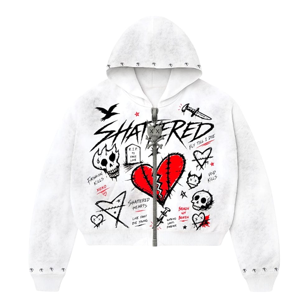 Shattered Hearts Hoodies DOODLE HOODIE | WHITE DOODLE HOODIE | WHITE