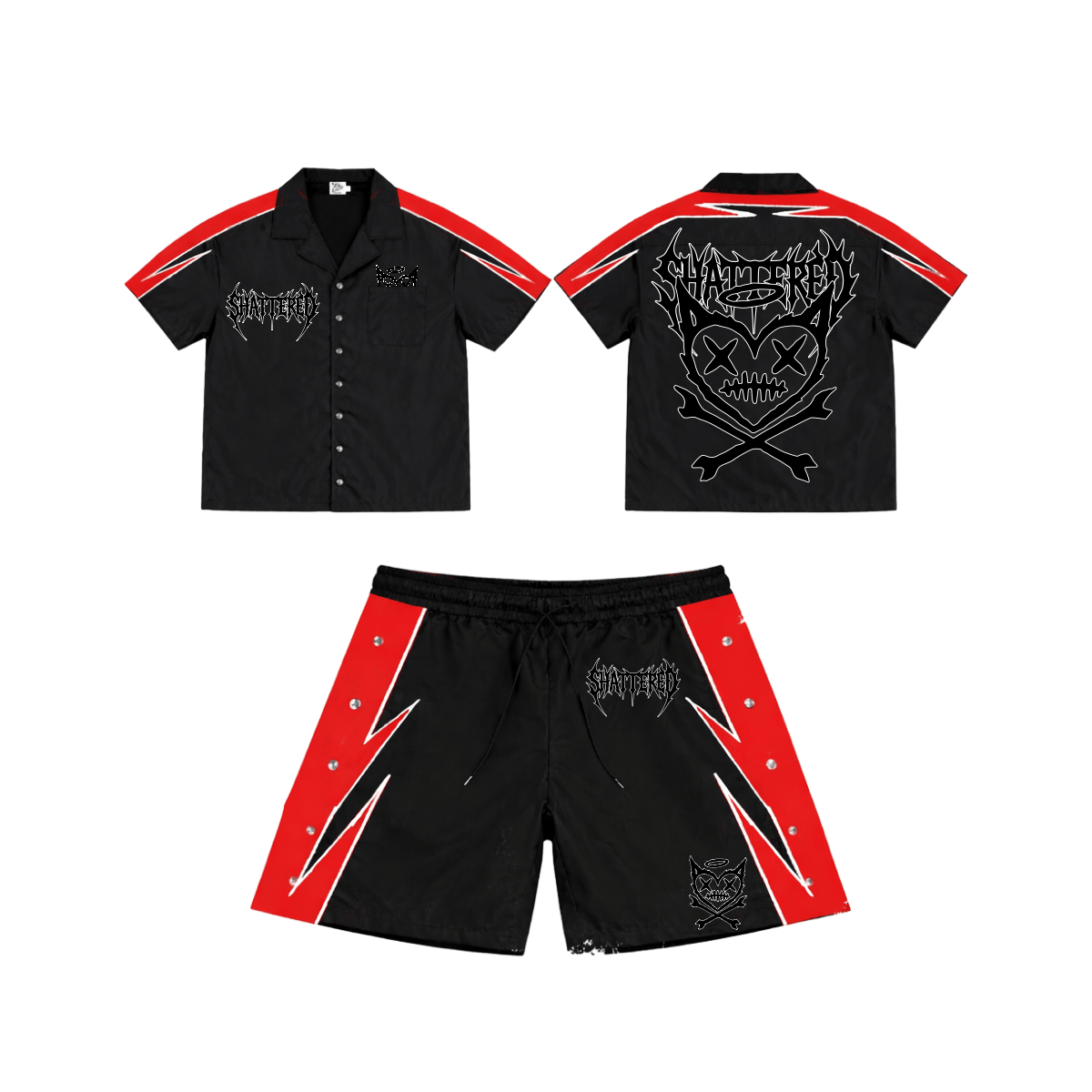 Shattered Hearts Shorts SHATTERED NYLON SET | BLACK SHATTERED NYLON SET | BLACK