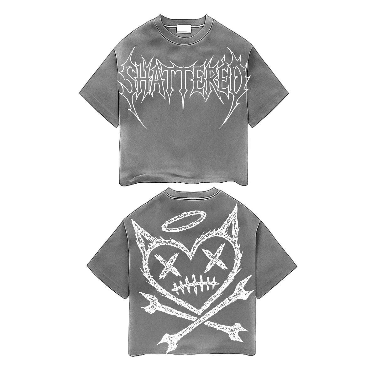 Shattered Hearts T-Shirts SHATTERED LOGO GREY SHATTERED LOGO GREY