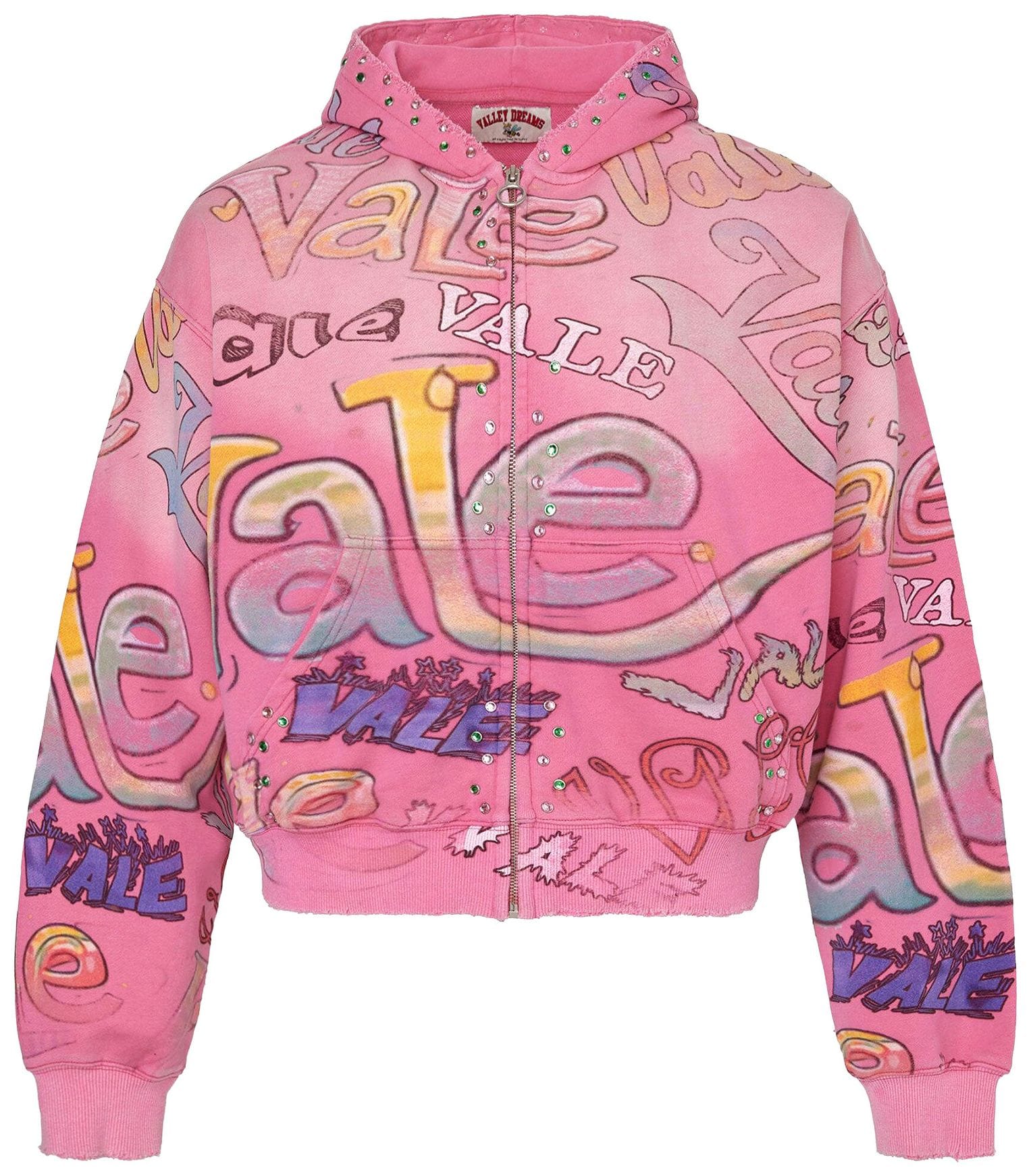 Vale Forever Bubblegum zip-up hoodie, casual clothing with bright pink color and front zipper, comfortable hoodie for everyday wear.