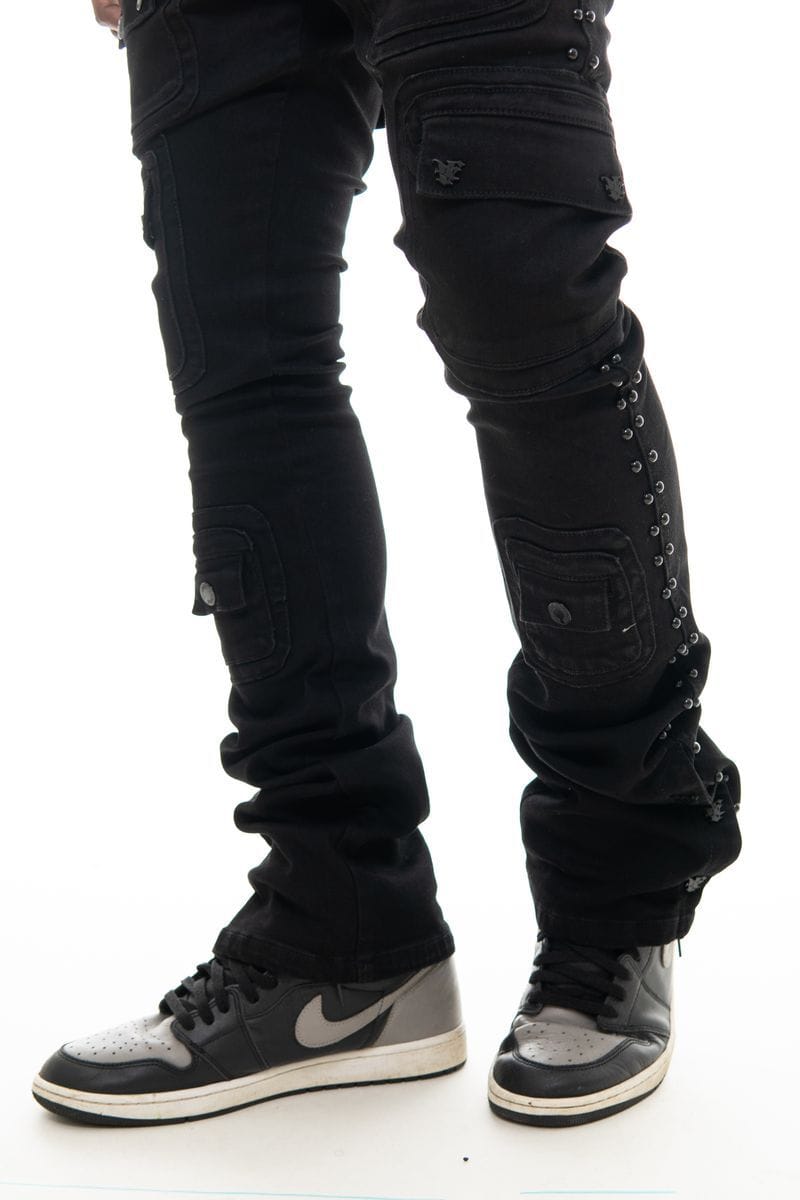 Vicious Cargo Pants Vicious Stacked Multi Cargo Riveted Denim Vicious Stacked Multi Cargo Riveted Denim