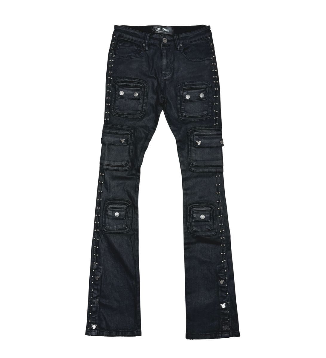 Vicious Cargo Pants Vicious Stacked Multi Cargo Riveted Denim Vicious Stacked Multi Cargo Riveted Denim