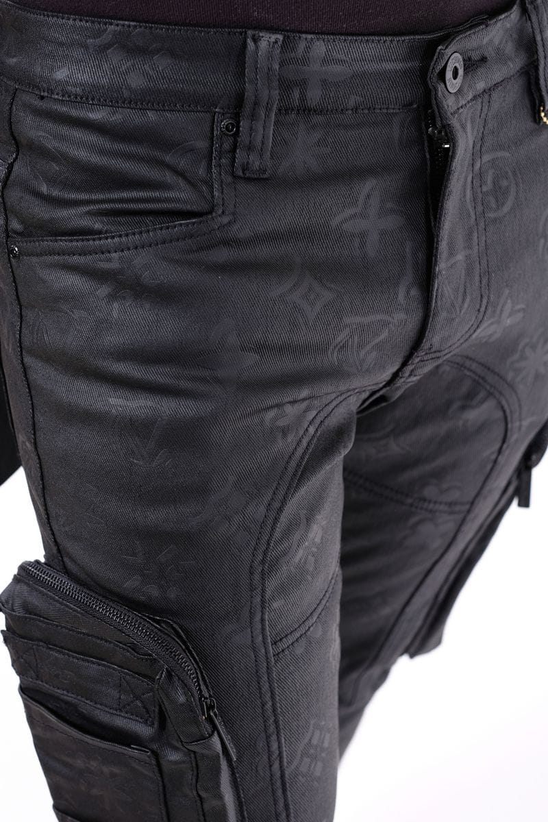 Vicious Cargo Pants Vicious Stacked Waxed Art Cargo Denim Black #VC423 Vicious Stacked Waxed Art Cargo Denim Black #VC423