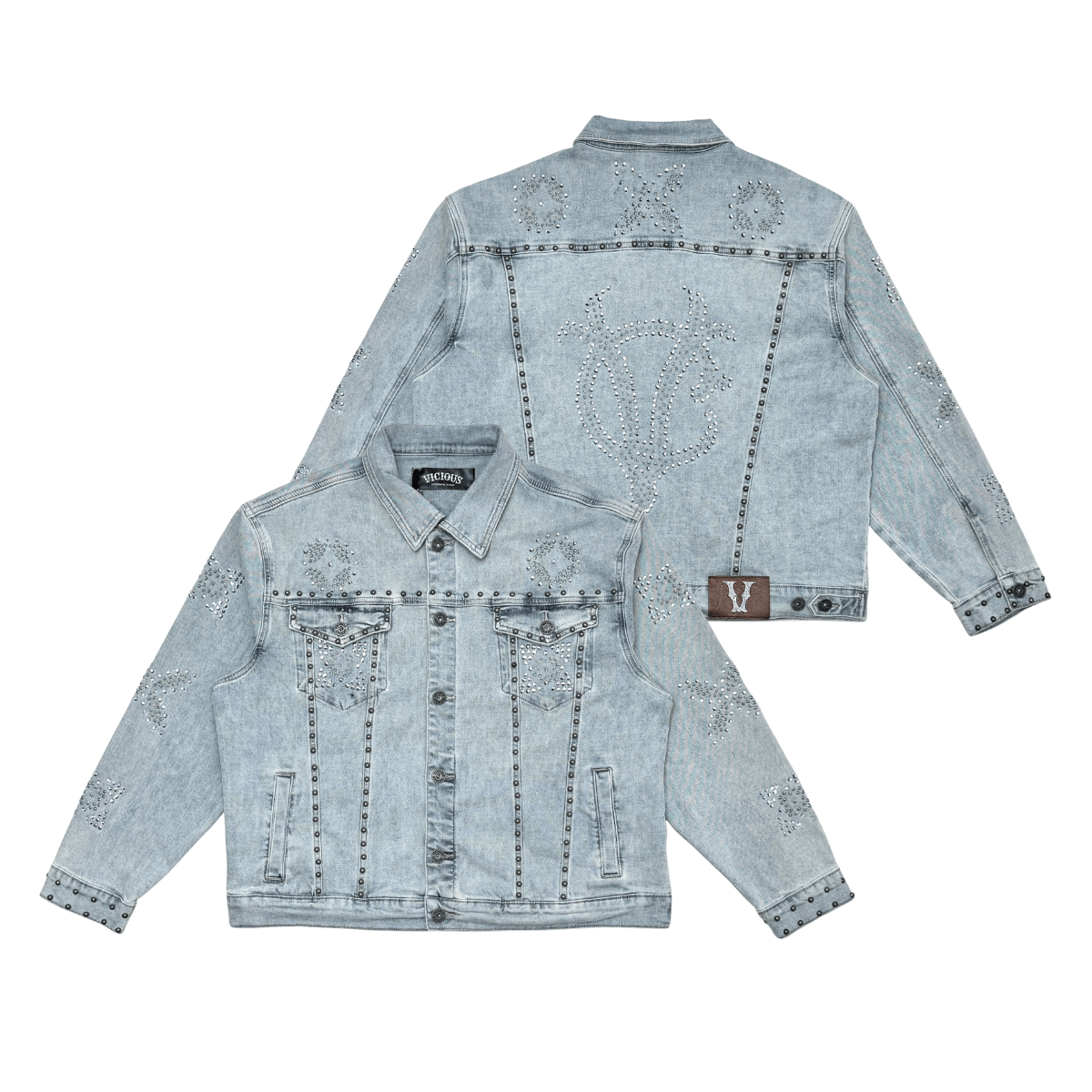 Vicious Denim Jackets EMBELLISHED RHINESTONE DENIM JACKET EMBELLISHED RHINESTONE DENIM JACKET