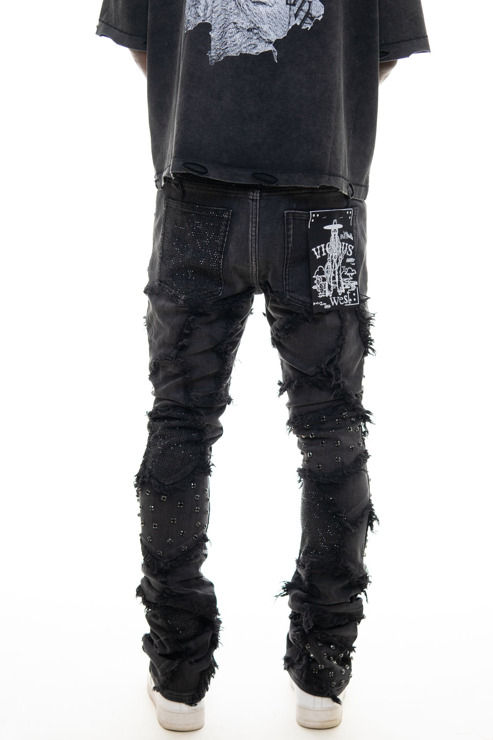 Vicious Denim Vicious Boxy Rip & Repair Flare Denim Vicious Boxy Rip & Repair Flare Denim