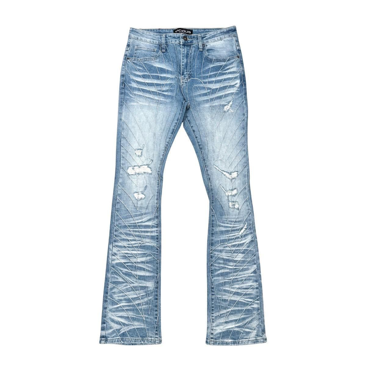 Vicious Denim Vicious Geometric Stitch Flared Denim Vicious Geometric Stitch Flared Denim