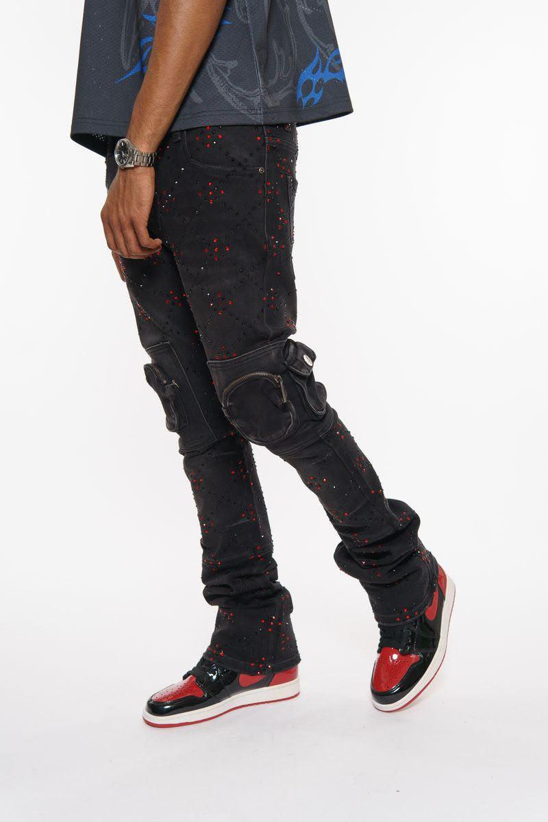 Vicious Denim Vicious Red Splatter Black Denim Vicious Red Splatter Black Denim