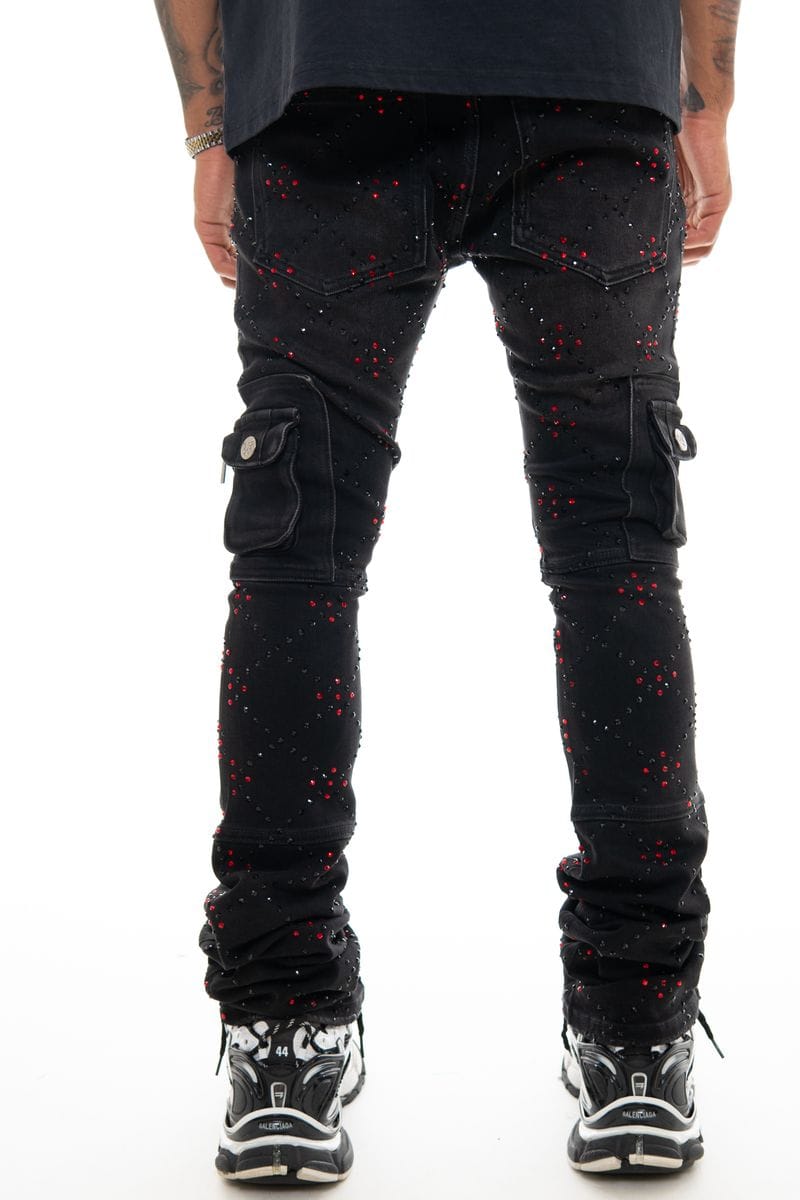 Vicious Denim Vicious Red Splatter Black Denim Vicious Red Splatter Black Denim