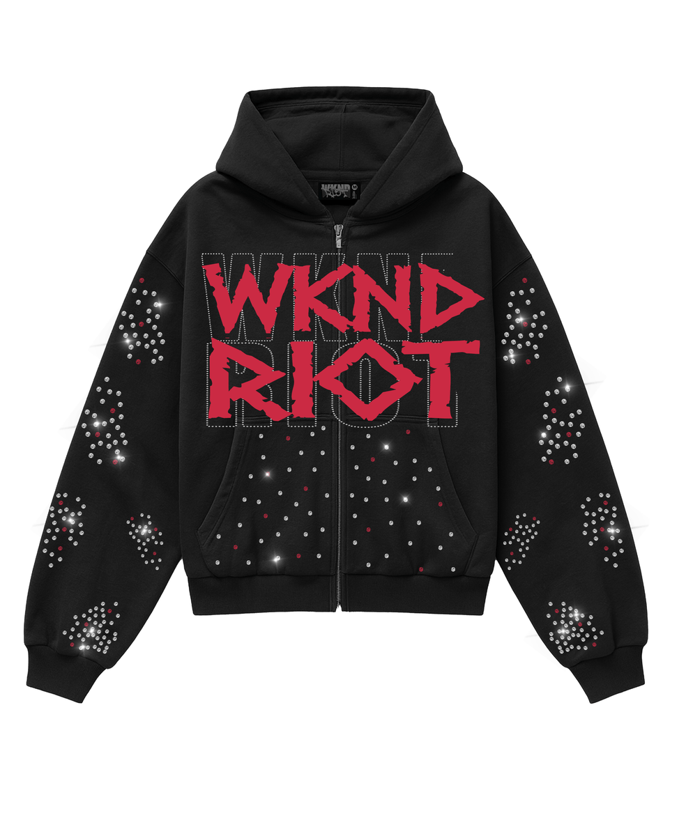 Wkndriot Hoodies WKND Riot ZIP UP W/ RHINESTONES WKND Riot ZIP UP W/ RHINESTONES