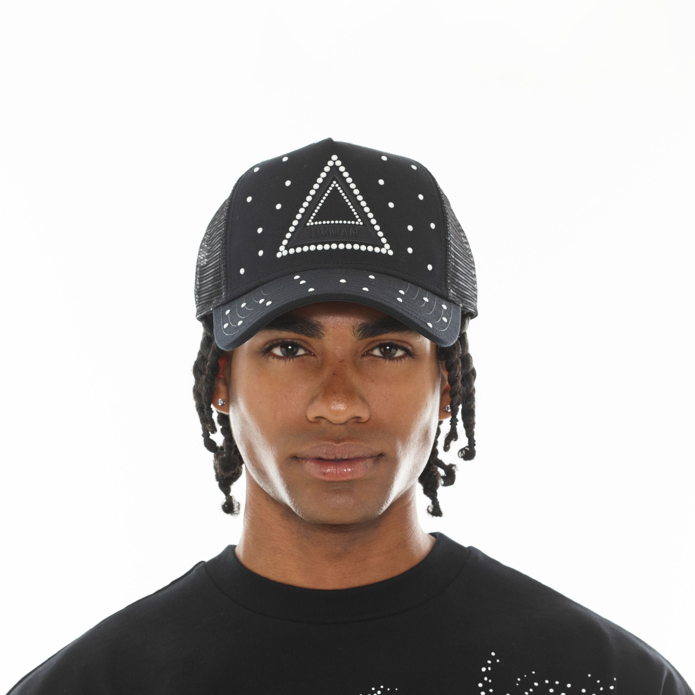Hvman Hats HVMAN Triangle Logo Mesh Trucker Hat HVMAN Triangle Logo Mesh Trucker Hat