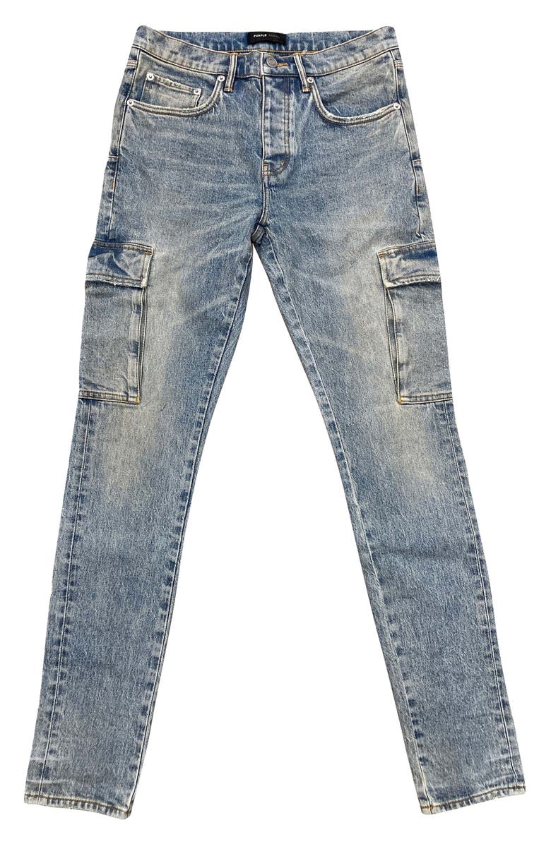 Purple Brand Pumice Washed Skinny Cargo Jeans.