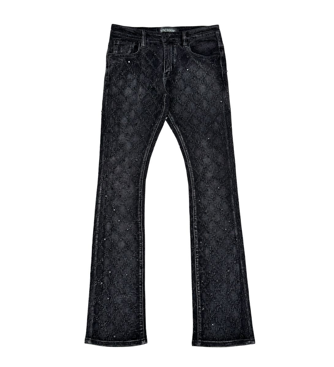 Vicious Black Stacked Crystal Denim 