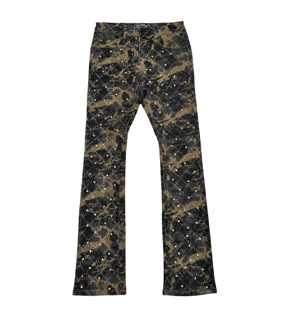 Vicious Black Stacked Crystal Denim 