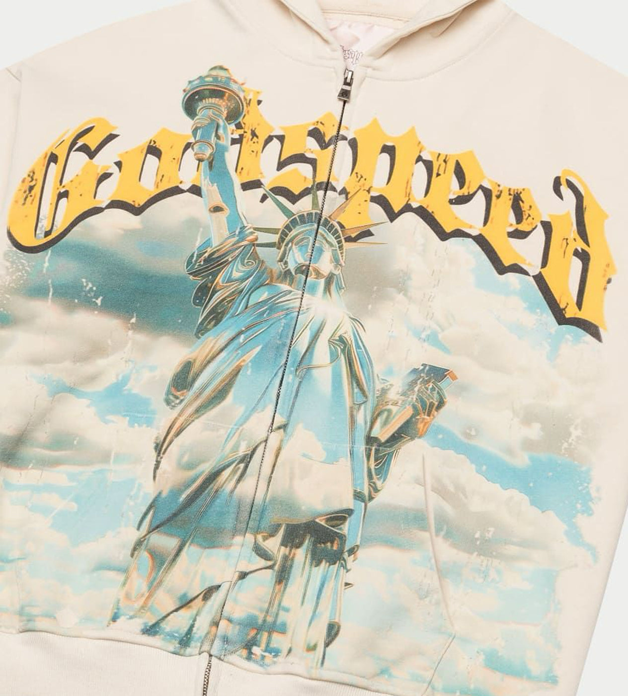 Godpseed Chrome Liberty Zip Up Hoodie - Bone
