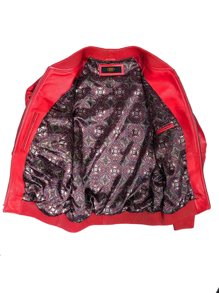 Jakewood Genuine Lambskin Leather Baseball Varsity Red Jacket 