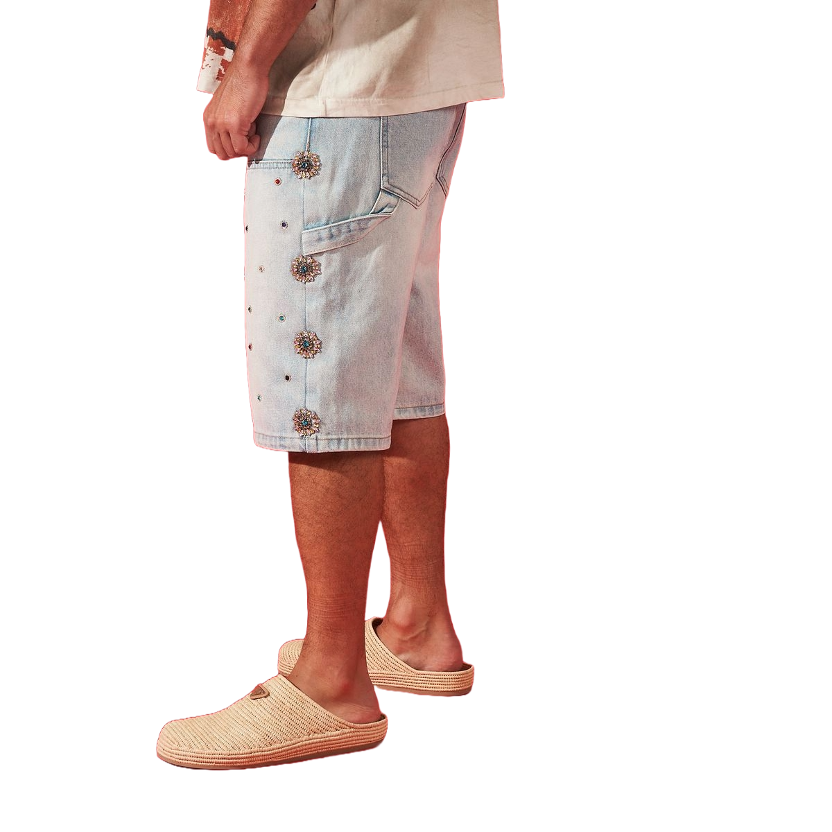 Duaa ''Impressive'' Carpenter Stone Jean Shorts - 50% OFF.