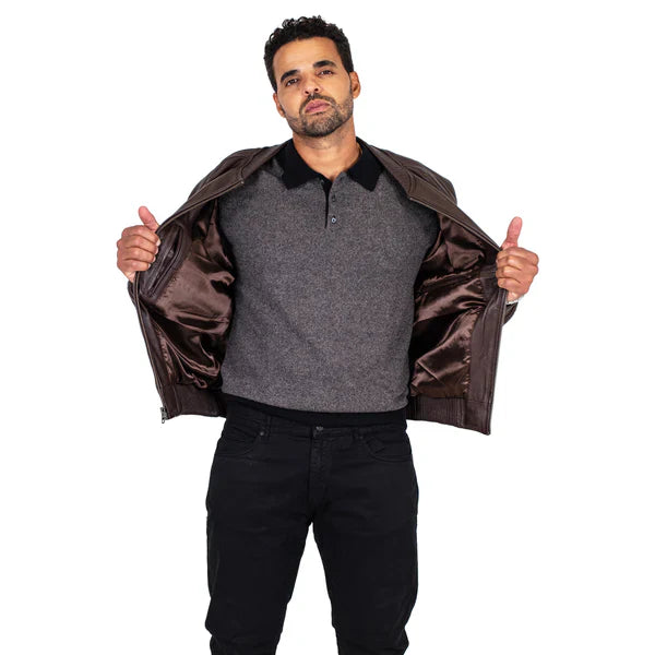 Jakewood Genuine Lambskin Leather Baseball Varsity Brown Jacket 