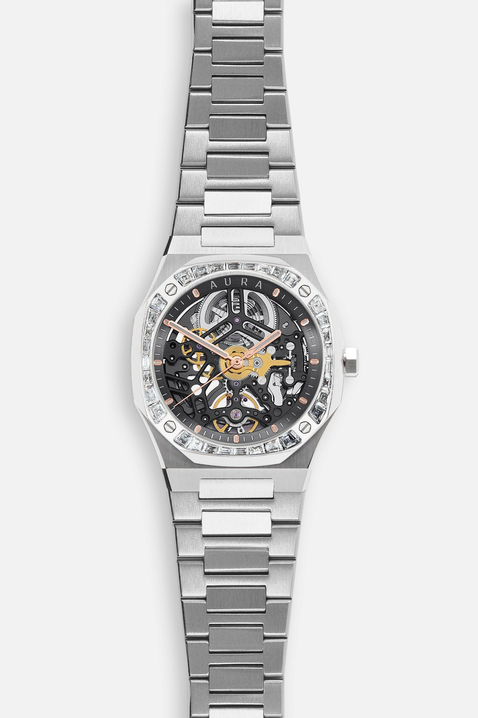 Aura Skeleton 002: Steel/Crystal Watch.
