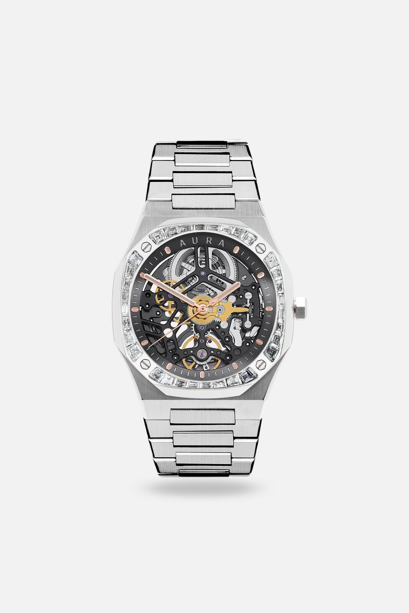 Aura Skeleton 002: Steel/Crystal Watch.