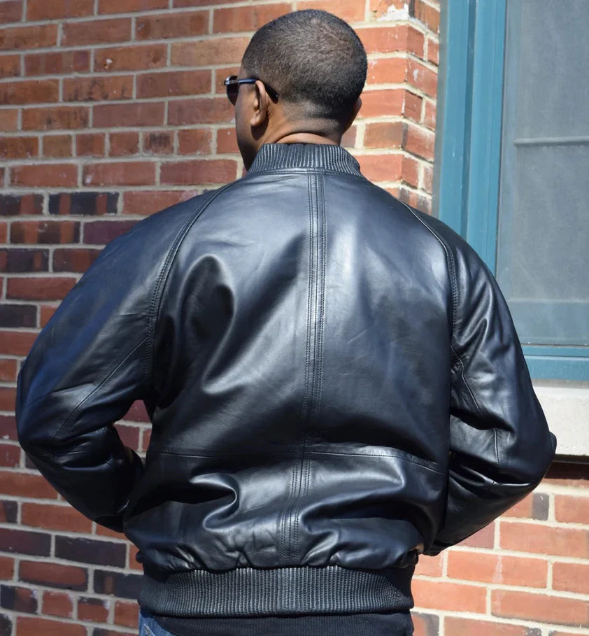 Jakewood Genuine Lambskin Leather Baseball Varsity Black Jacket 