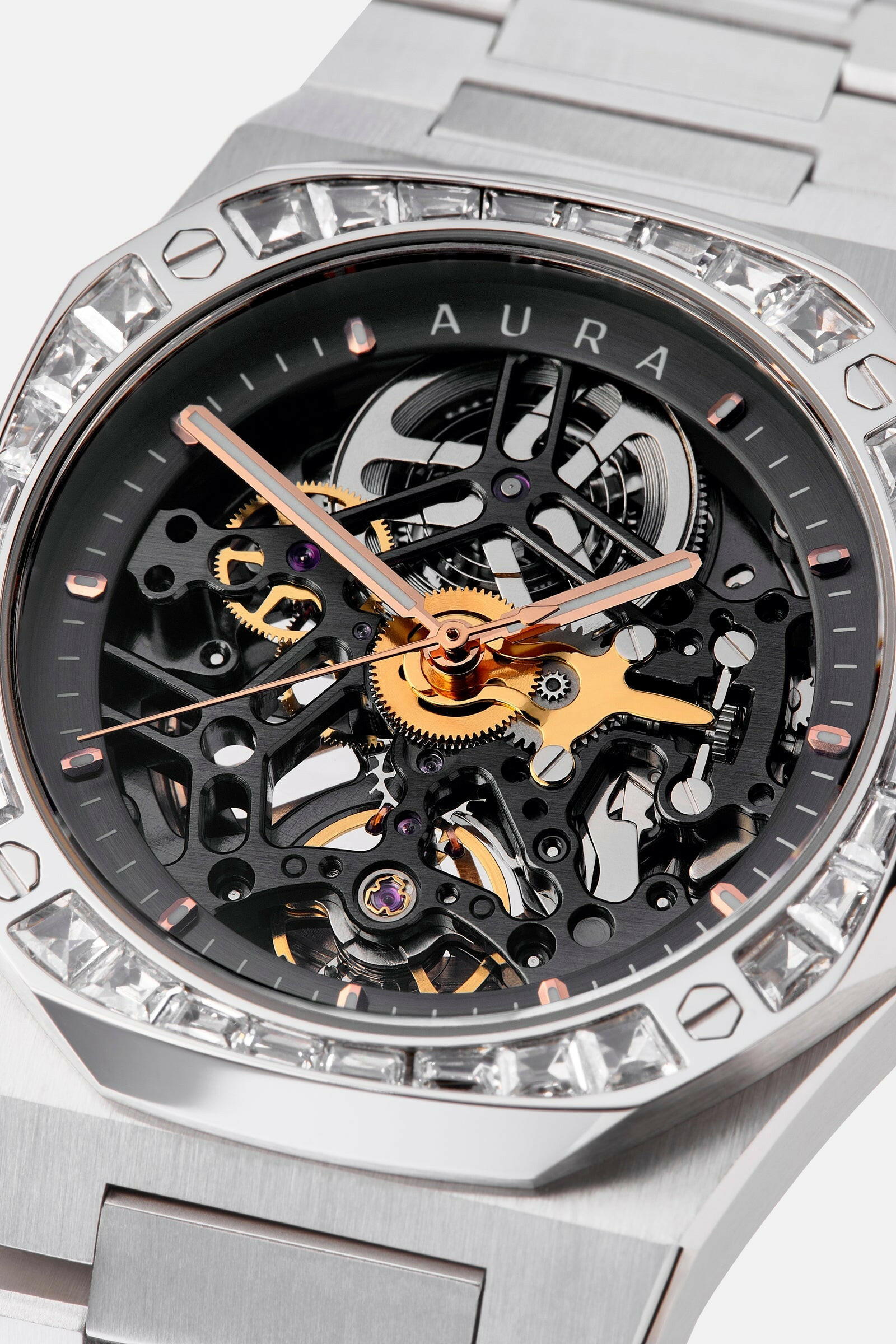 Aura Skeleton 002: Steel/Crystal Watch.