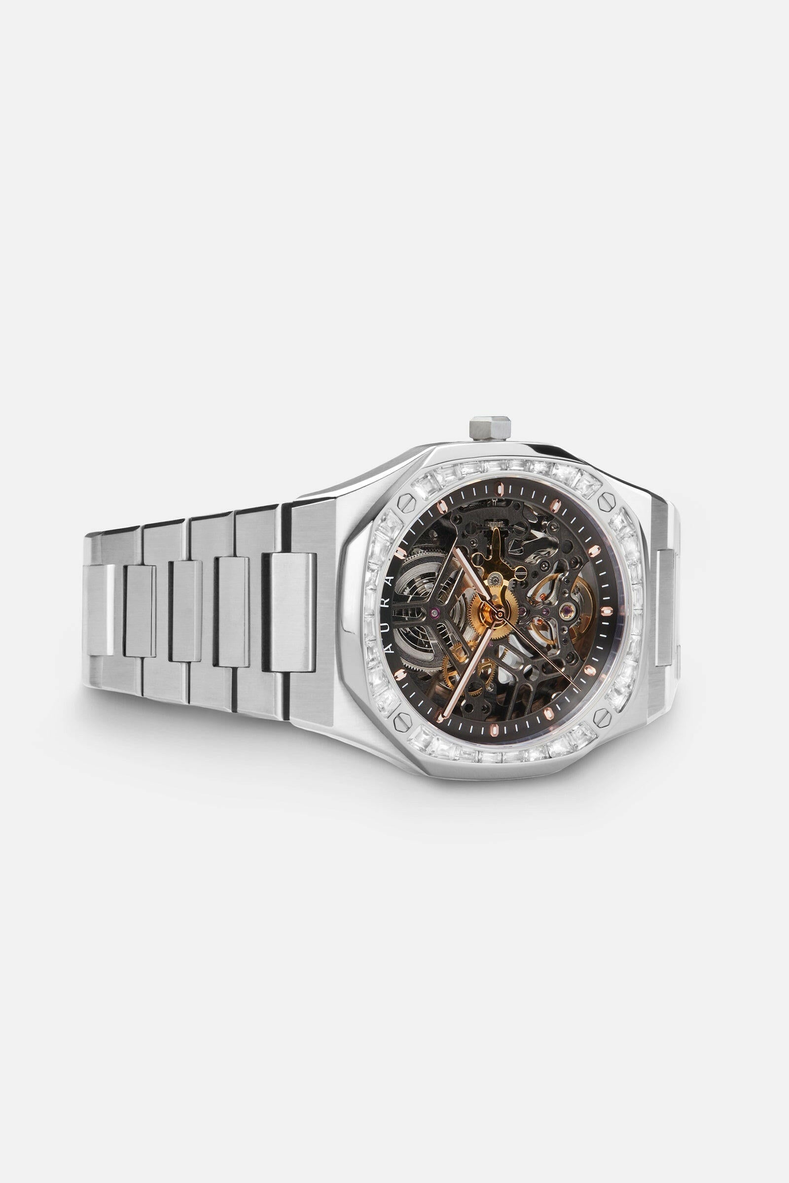Aura Skeleton 002: Steel/Crystal Watch.