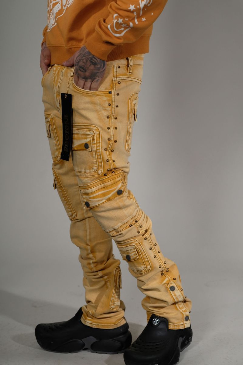 Vicious Stacked Waxed Studded Warrior Denim