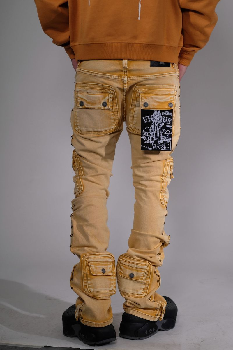 Vicious Stacked Waxed Studded Warrior Denim