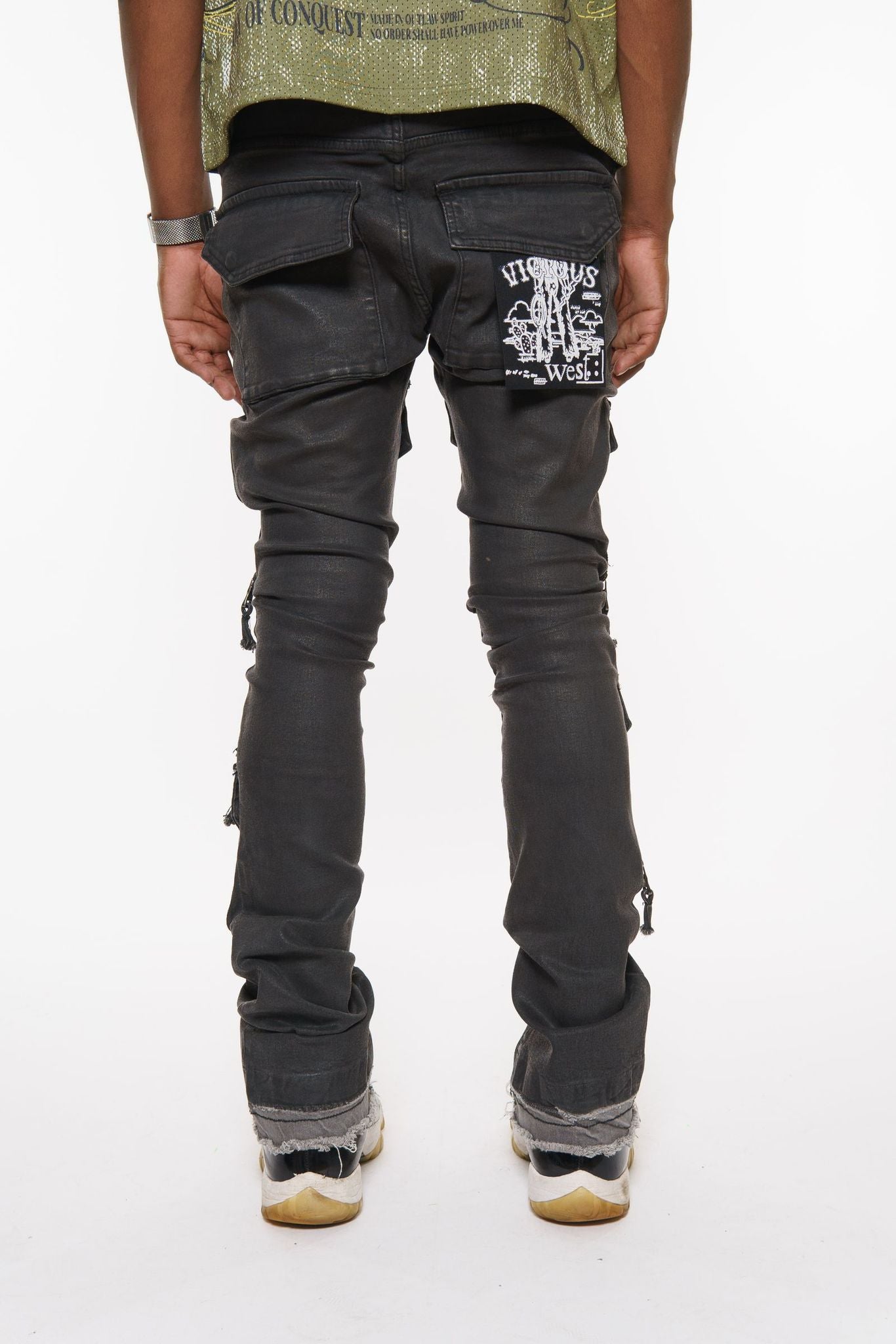 Vicious Denim Stacked Cargo Jeans Black #VC624R