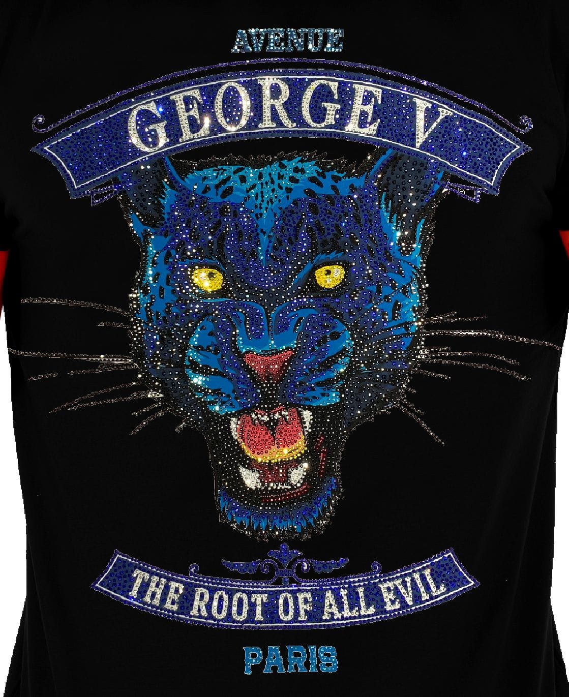 Avenue George V Paris T-Shirts Avenue George V Blue Tiger Black Tee Avenue George V Blue Tiger Black Tee