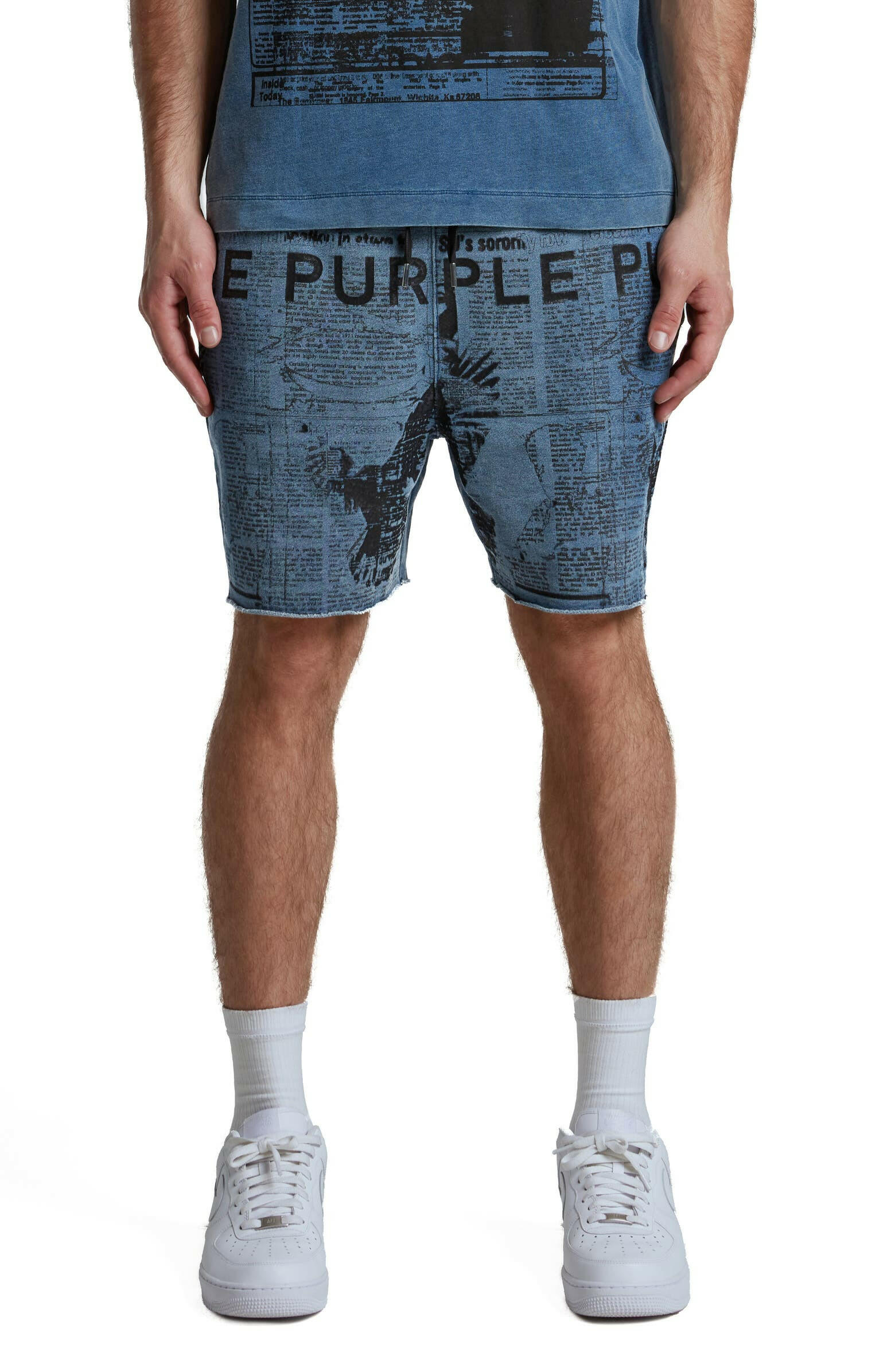 Purple Brand Midweight French Terry Shorts Blue - 40% OFF.
