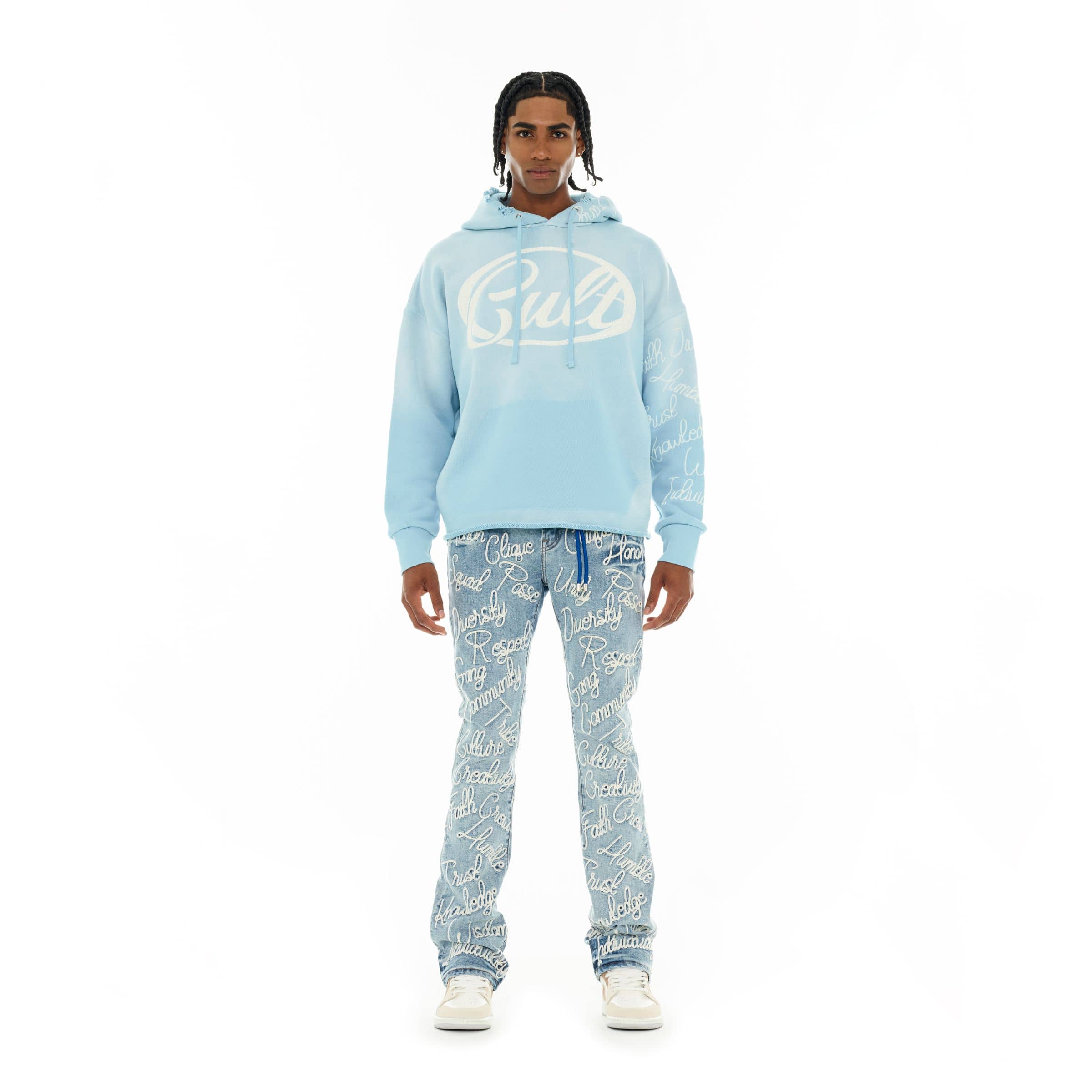 Cult of Individuality Lenny Bootcut 603 denim jeans, showcasing classic fit and dark wash fabric with subtle stitching details.