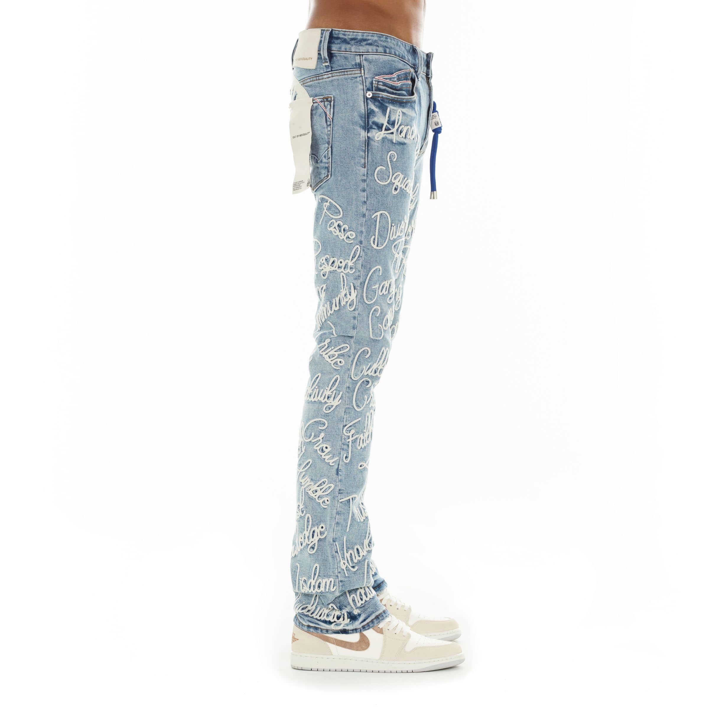 Cult of Individuality Lenny Bootcut 603 jeans in denim, showing the classic fit and detailed stitching.