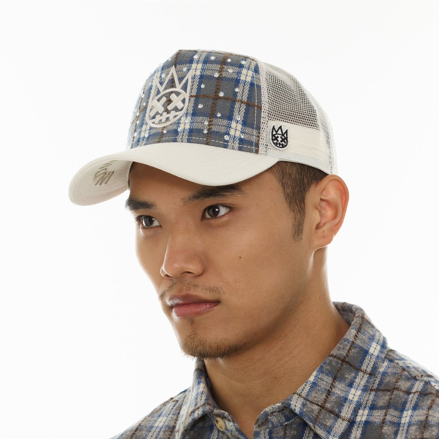 Cult of Individuality Hats Cult Blue Plaid Trucker Hat Cult Blue Plaid Trucker Hat