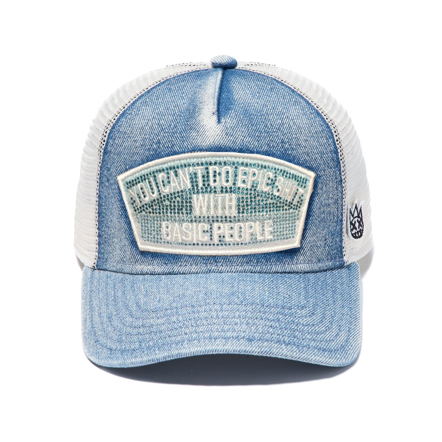 Cult of Individuality Hats Cult "Epic Shit" Crystals Trucker Hat In Blue Denim Cult "Epic Shit" Crystals Trucker Hat In Blue Denim