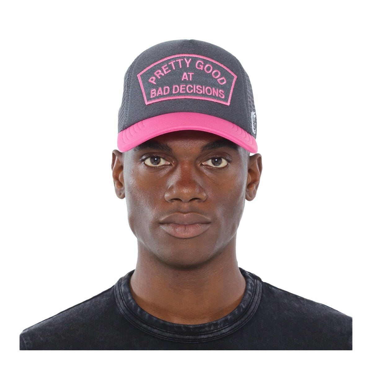 Cult of Individuality Hats Cult Good at Bad Decisions Grey/Pink Trucker Hat Cult Good at Bad Decisions Grey/Pink Trucker Hat