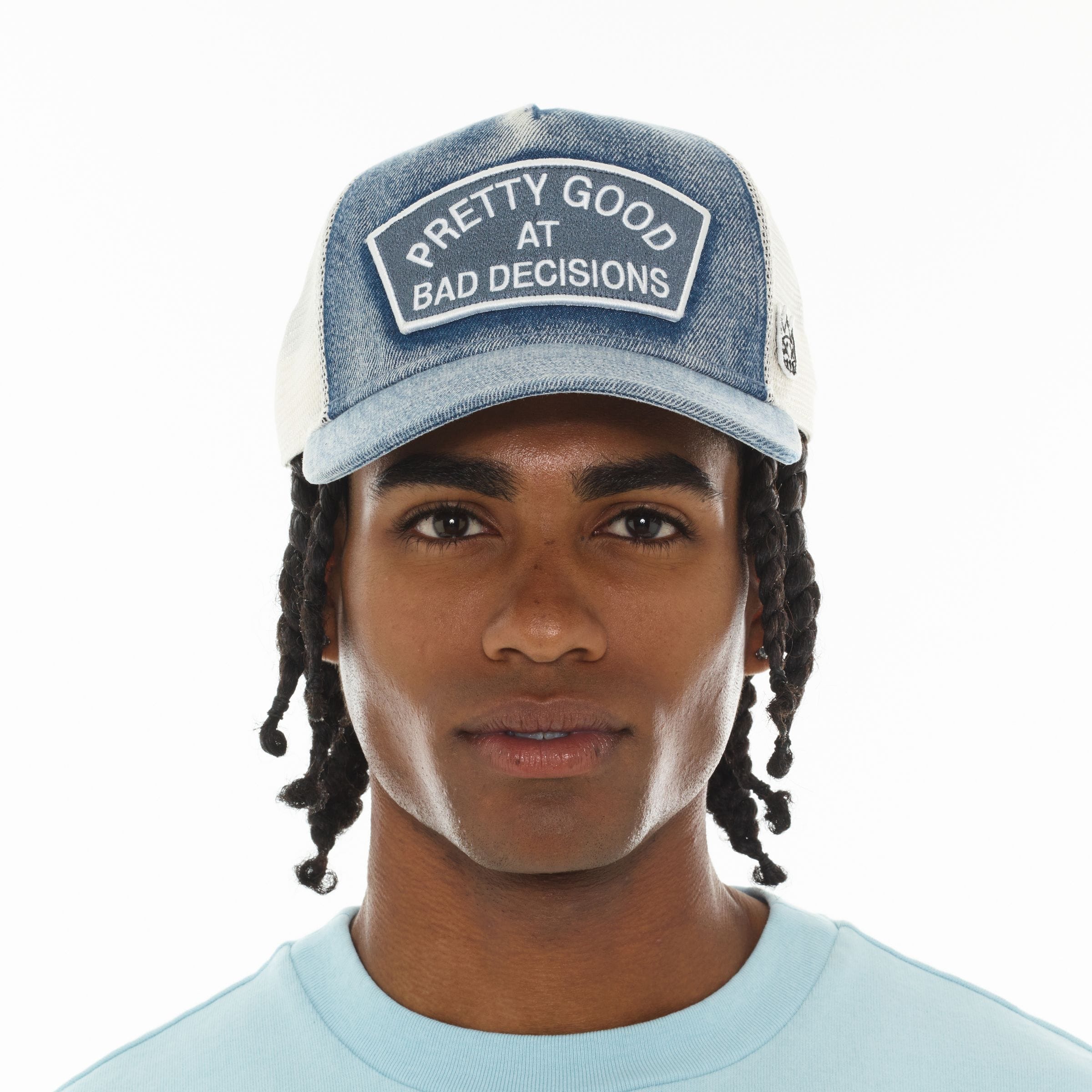 Cult of Individuality Hats Cult Good at Bad Decisions Mesh Trucker Hat Cult Good at Bad Decisions Mesh Trucker Hat