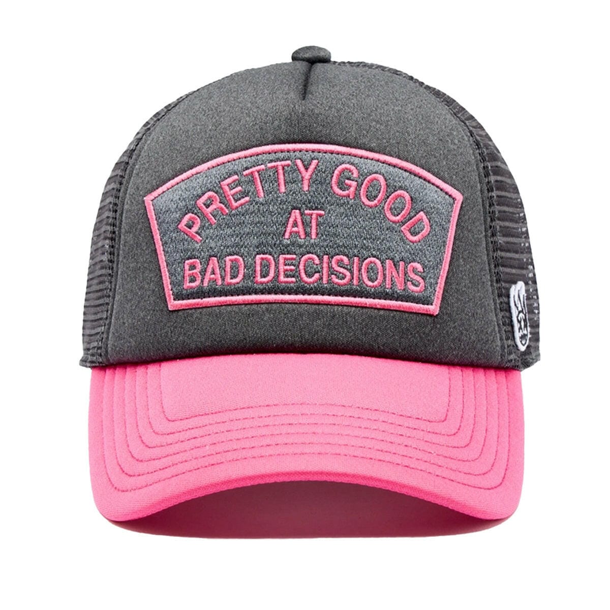 Cult of Individuality Hats Cult Good at Bad Decisions Grey/Pink Trucker Hat Cult Good at Bad Decisions Grey/Pink Trucker Hat